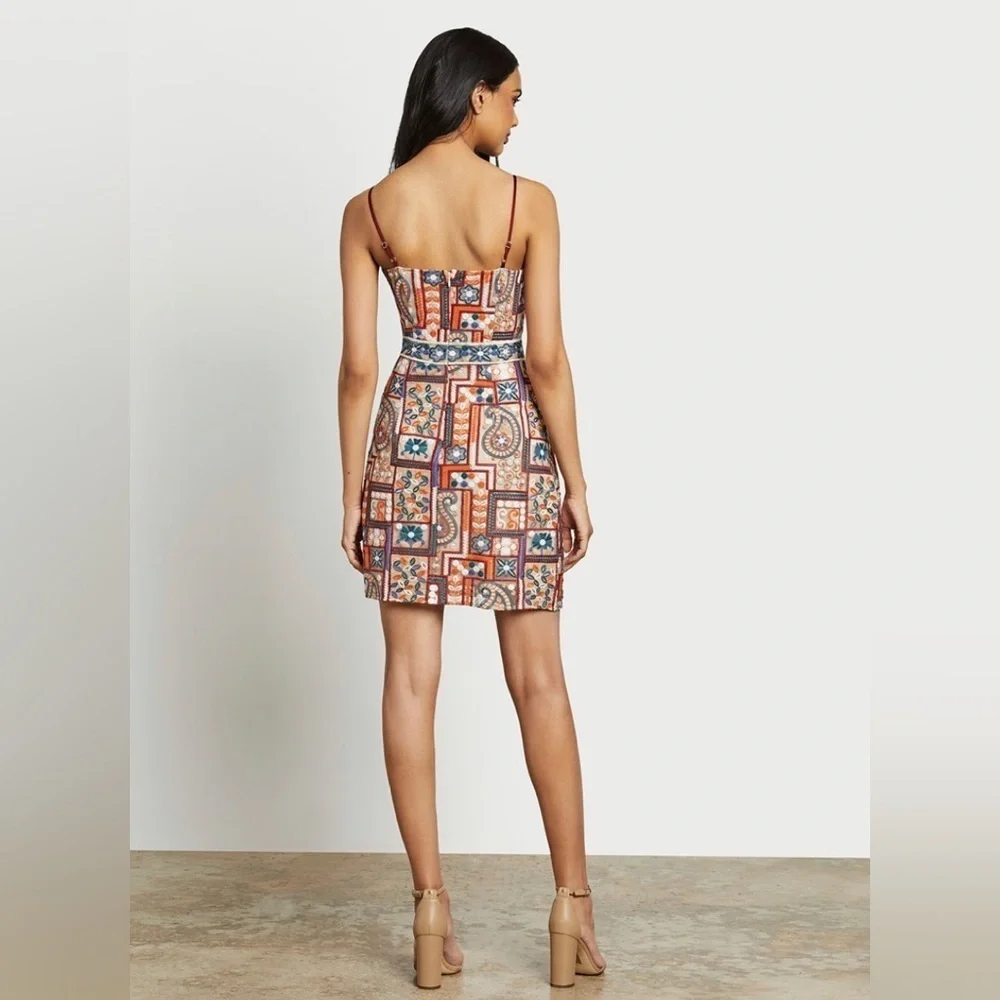 NEW SAM EDELMAN - Embroidered Mini Dress with Thread details and Nude Sheath - Picture 4 of 8